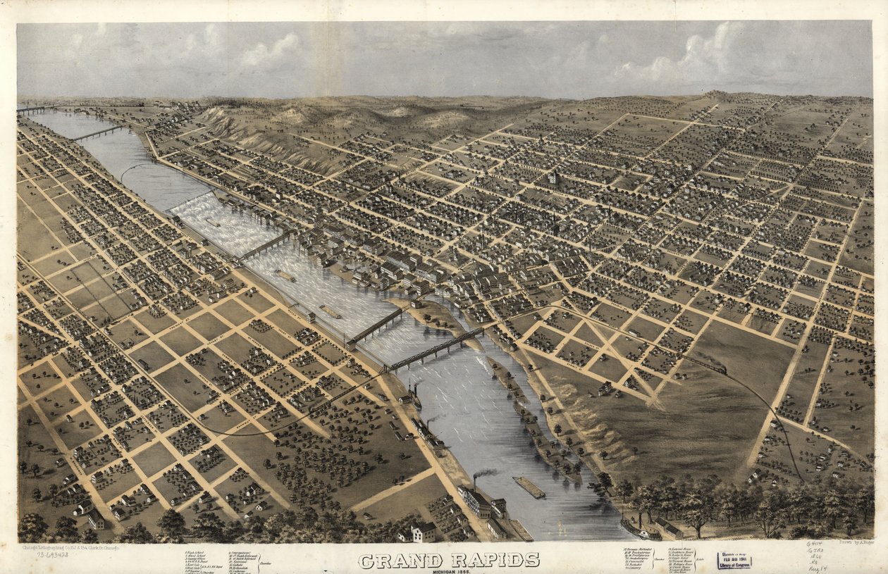 Grand Rapids, Michigan 1868. LOC 73693428 od A.; Chicago Lithographing Co. Ruger