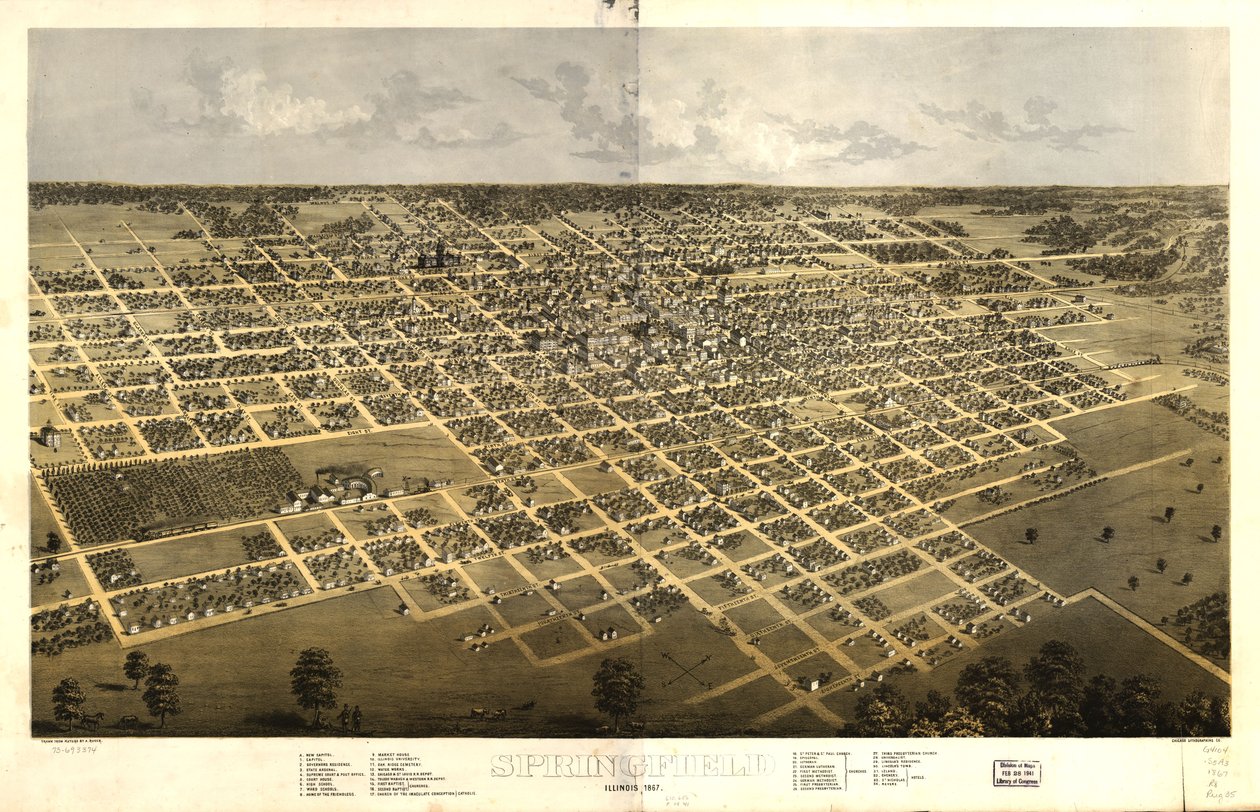 Springfield, Illinois 1867. od A.; Chicago Lithographing Co. Ruger