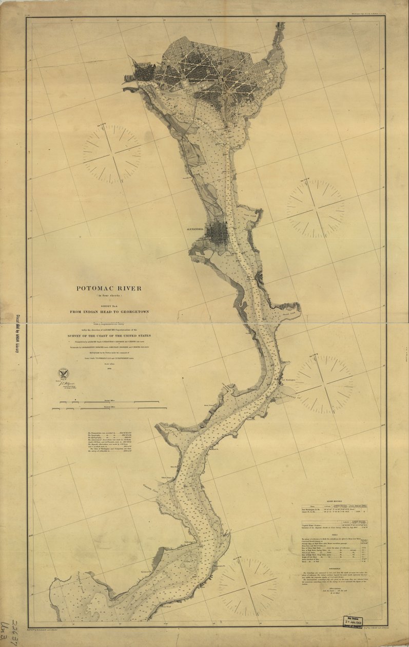 Řeka Potomac (ve čtyřech listech): List č. 4, z Indian Head do Georgetownu od A. D. United States Coast Survey; Bache