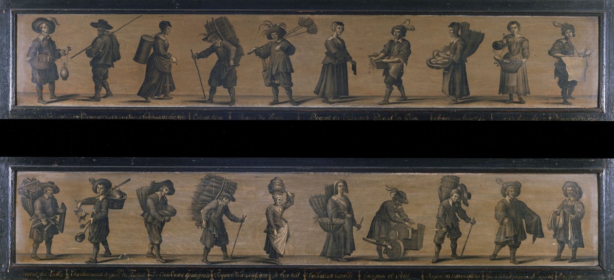 Les Cris de Paris, 1634 (olej na dřevě) od A. Doy