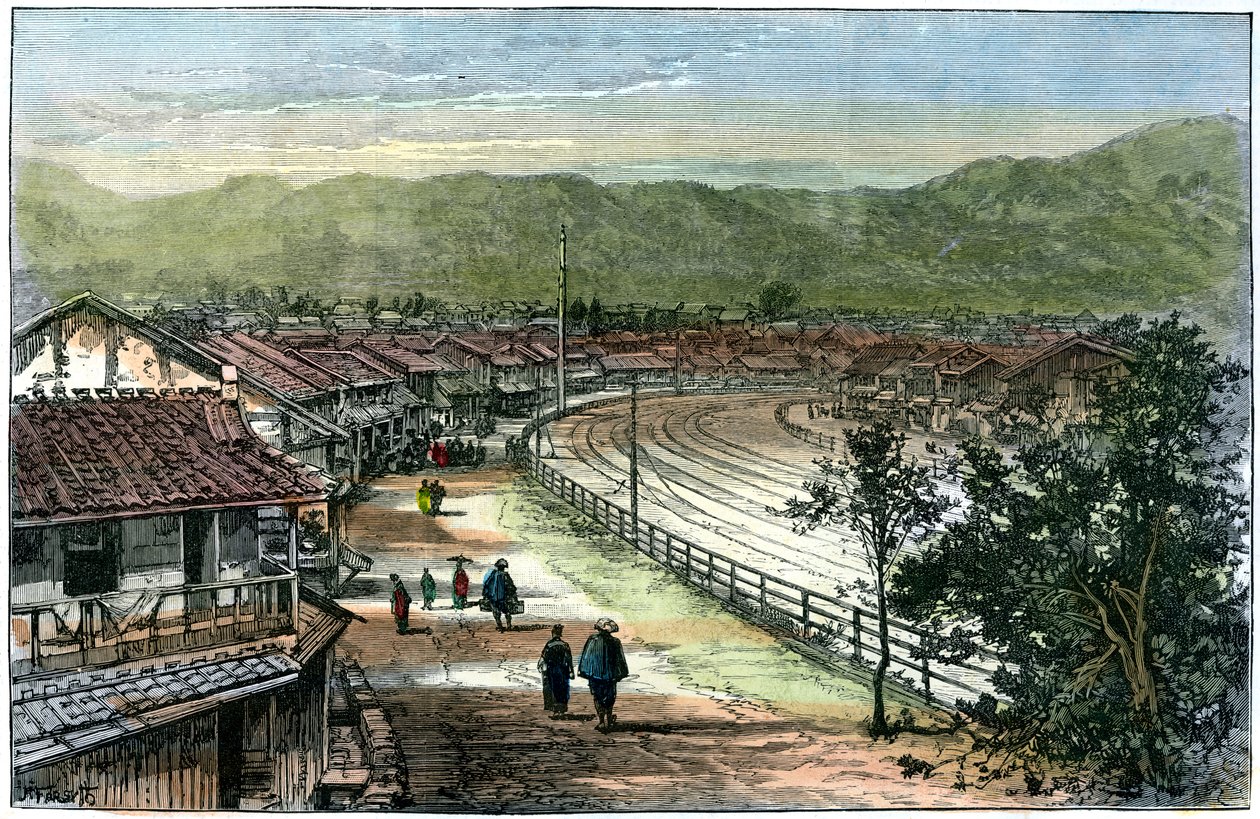 Železniční trať poblíž Kobe, Japonsko, 1891 od A. Forsyth