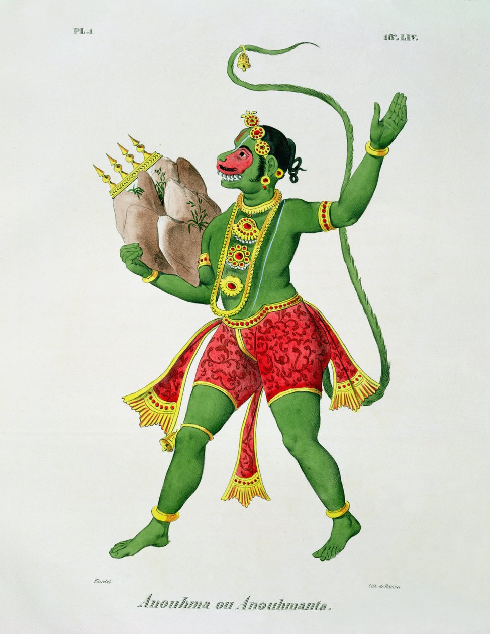 Hanuman, rytina de Racinet od A. Geringer