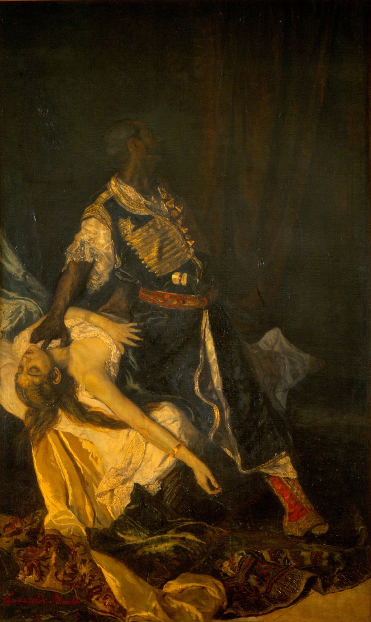 Othello zabíjí Desdemonu, 1879 od A. González Pineda