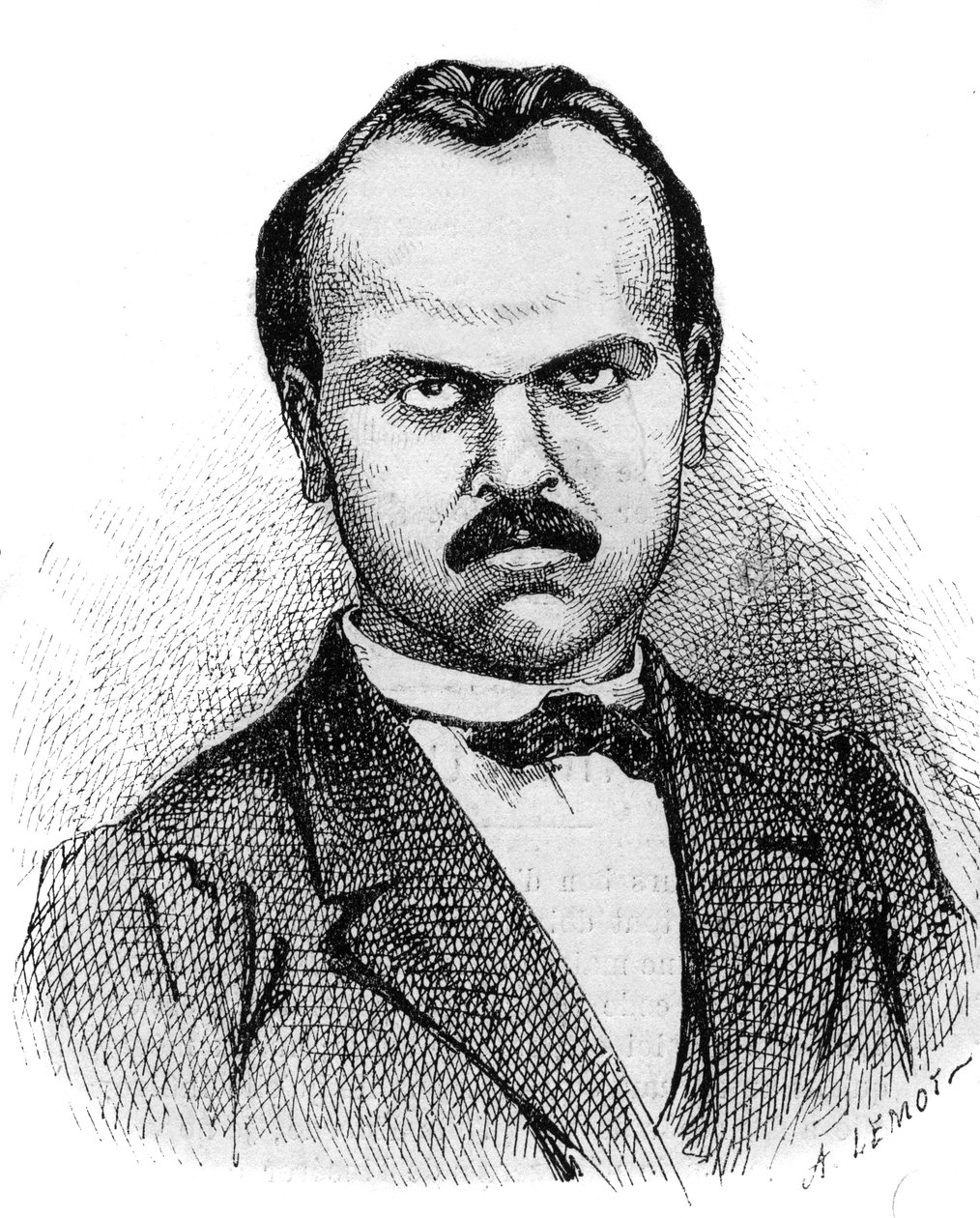 Portrét Louise Noira (1837-1901) francouzský spisovatel - rytina Lemot z roku 1870 od A Lemot