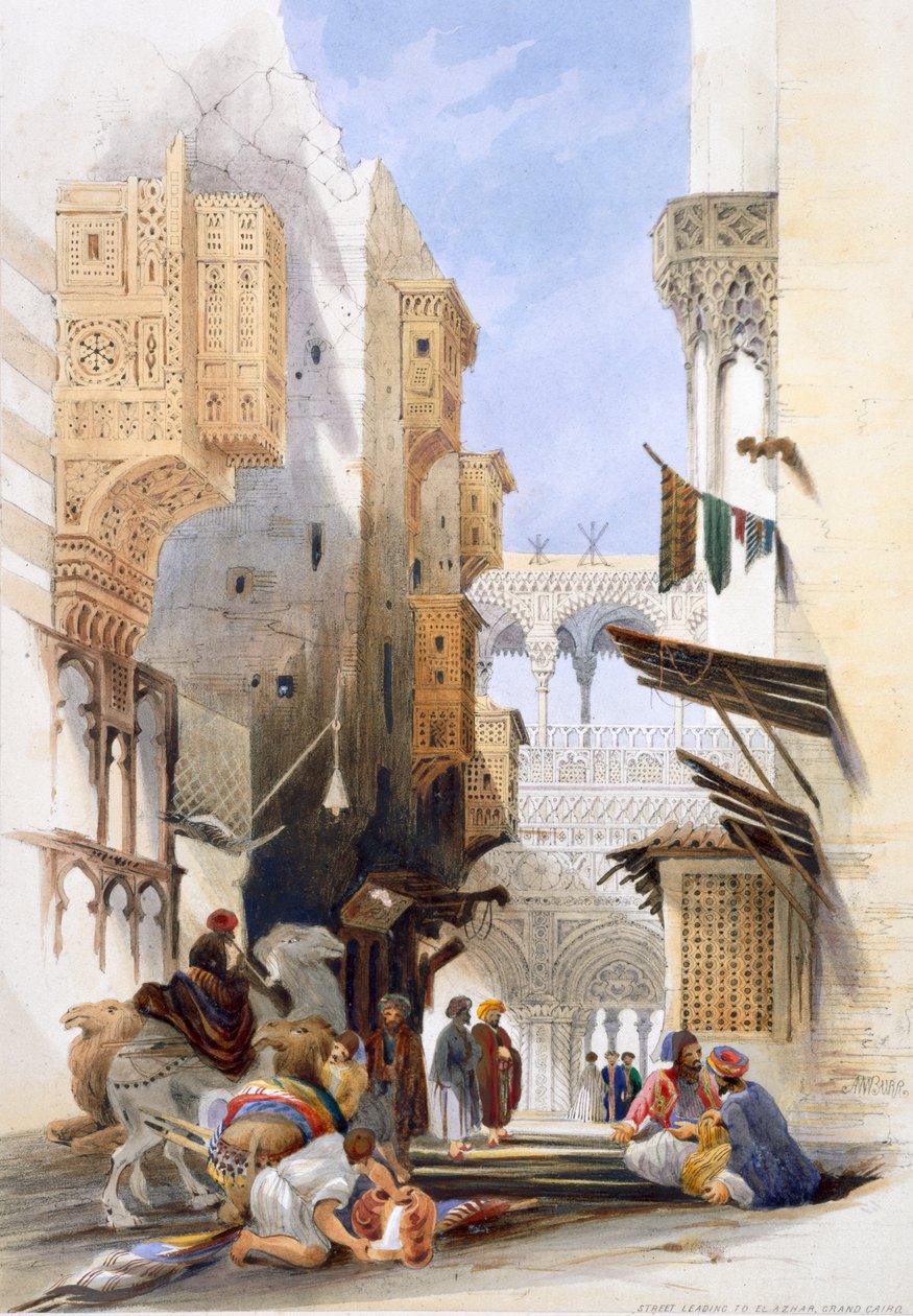 „Ulice vedoucí do El Azhar, Grand Cairo“, Egypt, 1846 od A Margaretta Burr