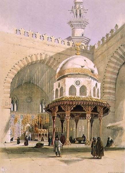 Mešita sultána Hassana, Káhira, hospoda. 1846 (litho) od A. Margaretta Burr