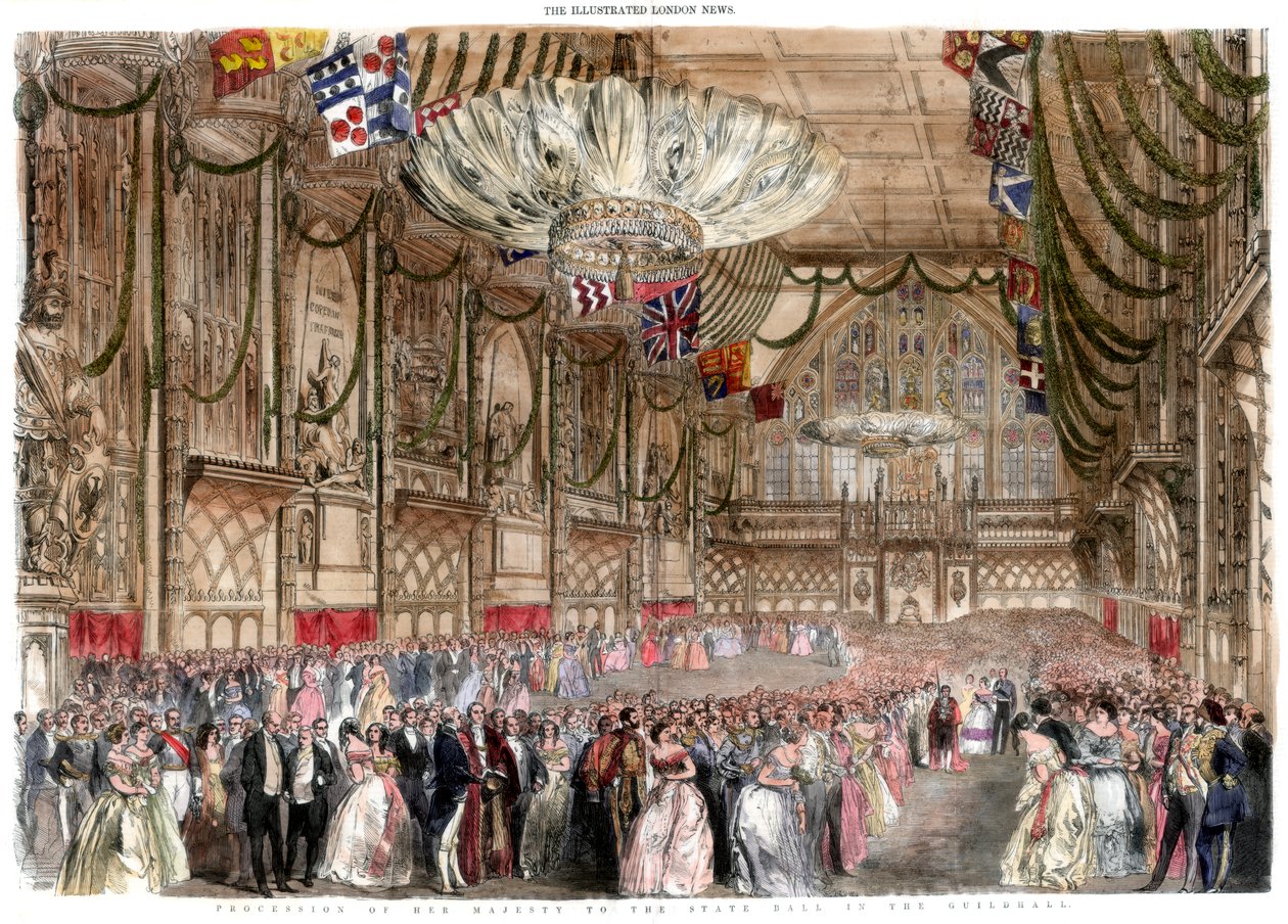 Průvod Jejího Veličenstva na státní ples v Guildhall, 1851. od A Mason