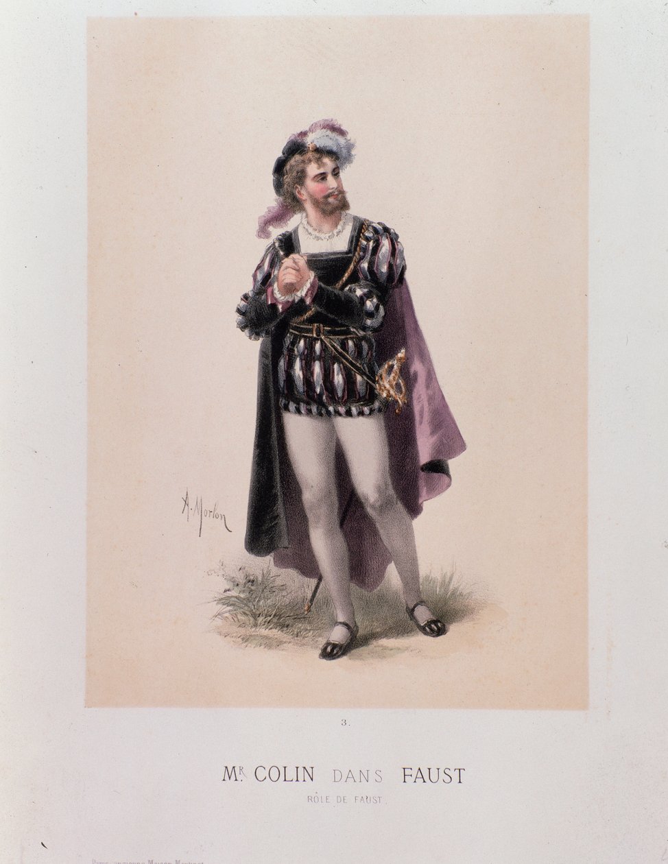 Monsieur Colin v roli Fausta, opera Charlese Gounoda (litografie od A. Morton