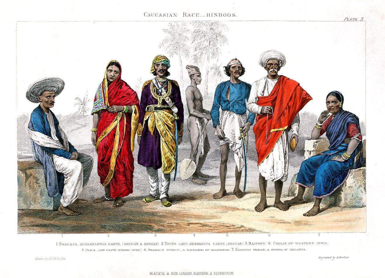 Kavkazská rasa, hinduisté, 1800-1900. od A. Portier