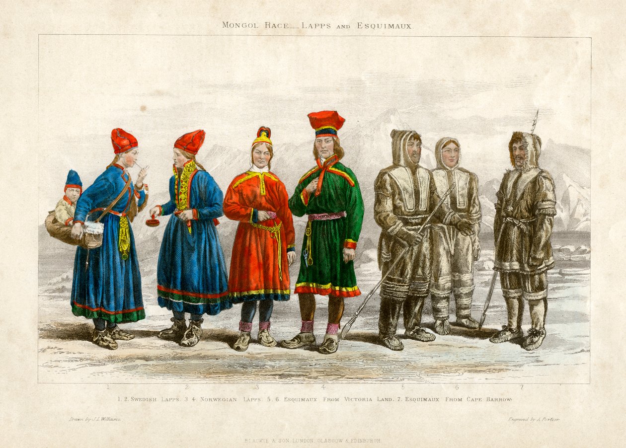 Mongolská rasa, Laponci a Esquimaux, 19. století. od A. Portier