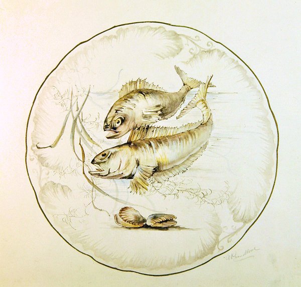 Wedgwood design pro talíř, cca 1880 (akvarel na papíře) od A. Proudlove