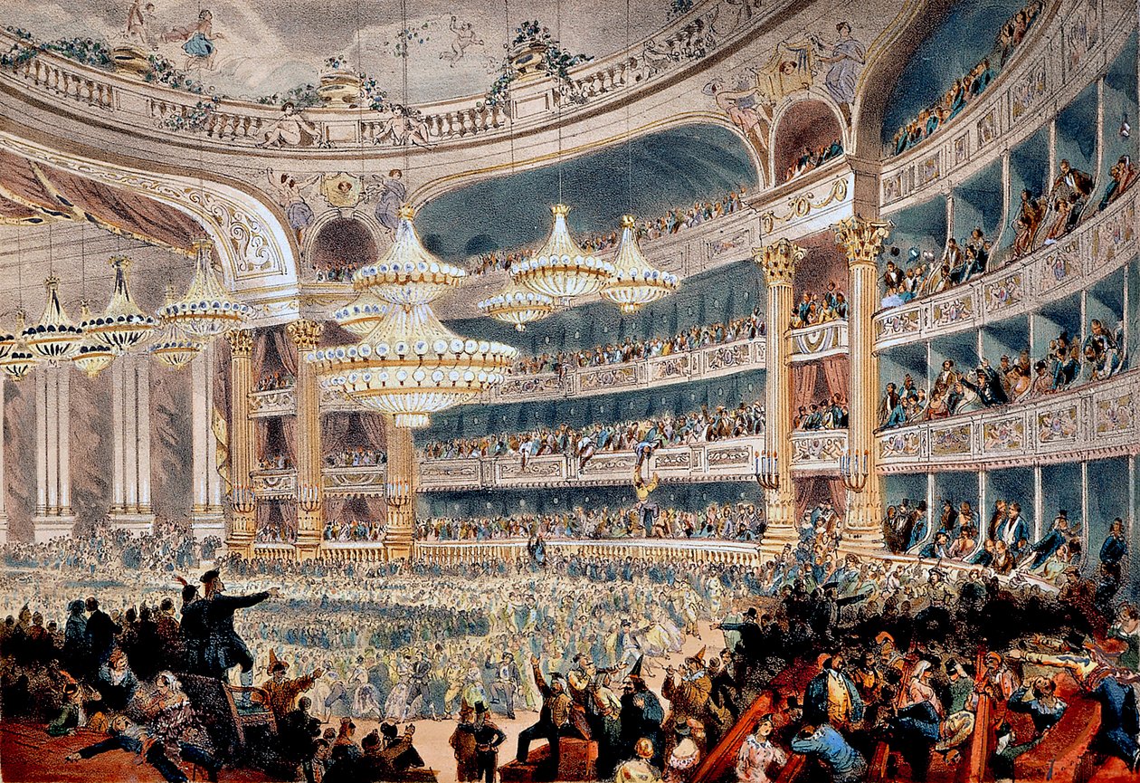 Ples v Opeře de la rue Le Peletier v Paříži kolem roku 1850 - rytina A Provost od A Provost