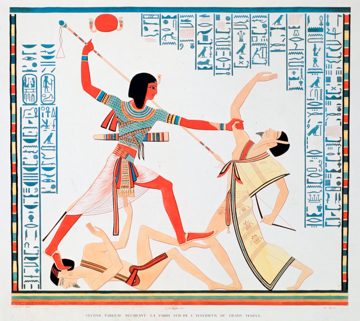 Druhá scéna na jižní stěně interiéru Velkého chrámu v Abu Simbel, 1888 od A Racinet