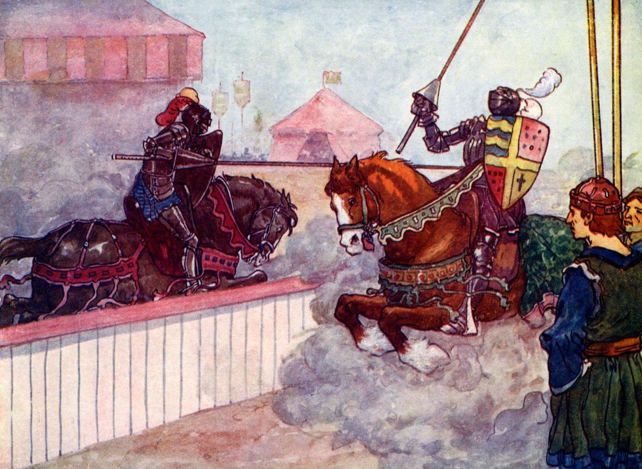 Hrabě jel znovu a znovu na Edwarda, dokud se mu kopí neroztříštilo v ruce, c1270, 1905. od A. S. Forrest