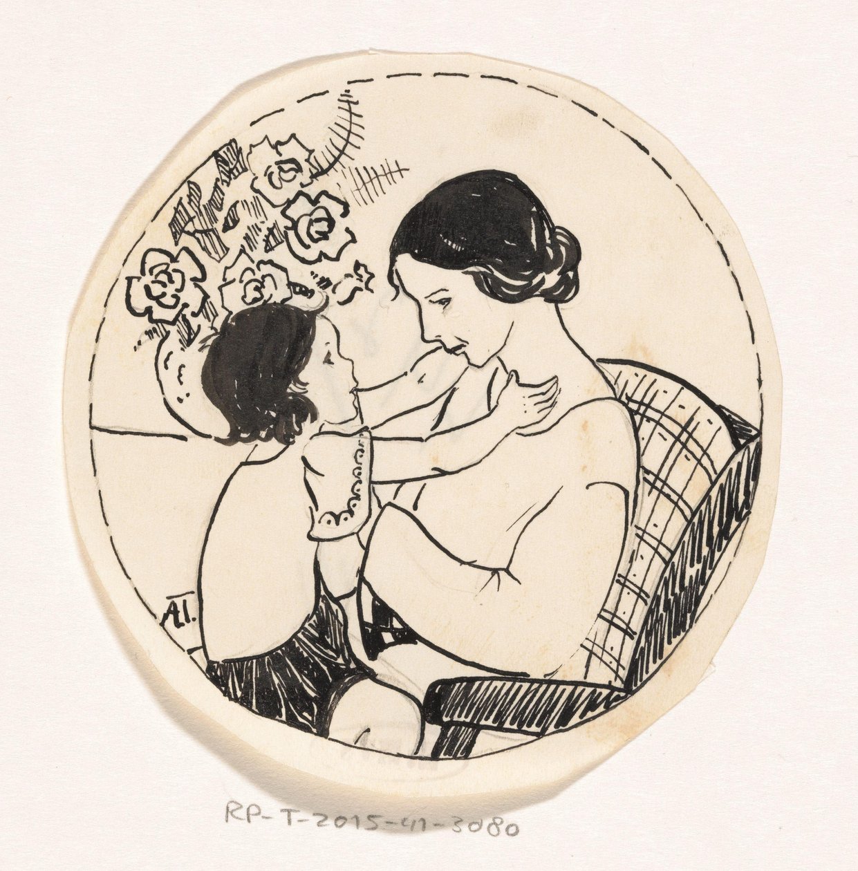 Dívka na matčině klíně od A. Tinbergen (signed by artist)