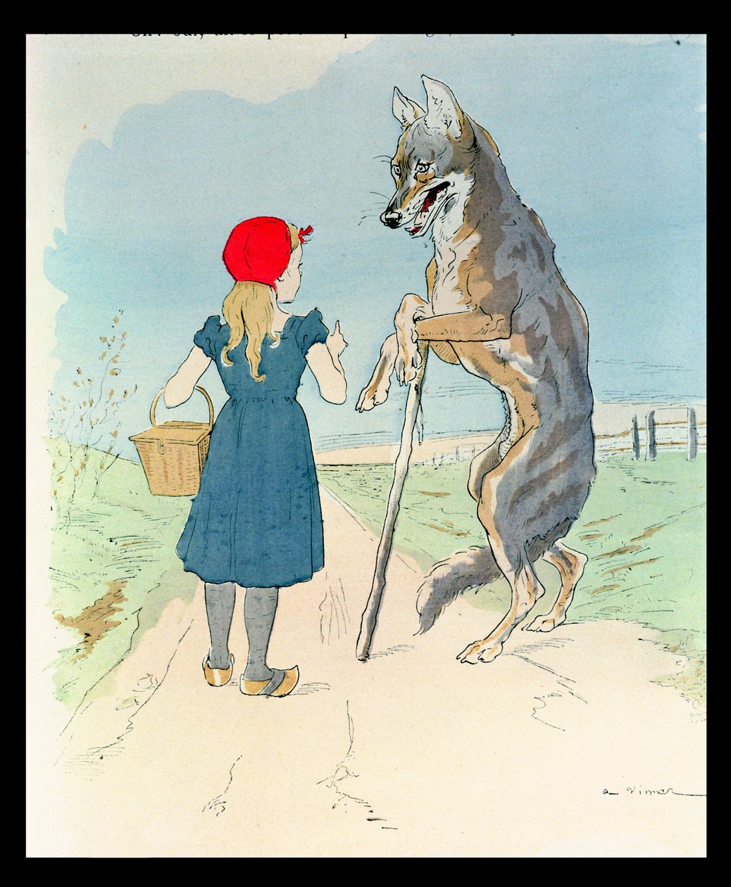 Ilustrace k „Červené karkulce“ od Charlese Perraulta (1628-1703) (barevná rytina) od A. Vimar