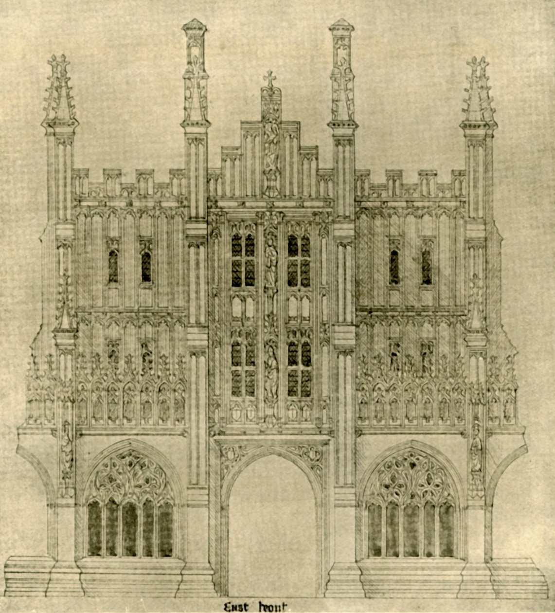 Architektonická kresba: východní fronta, 1833-1834, 1906. od A. W. N. Pugin