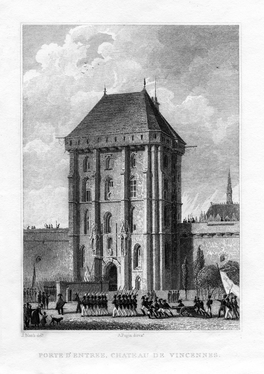 Hlavní brána, Chateau de Vincennes, Paříž, 1830. od A. W. N. Pugin