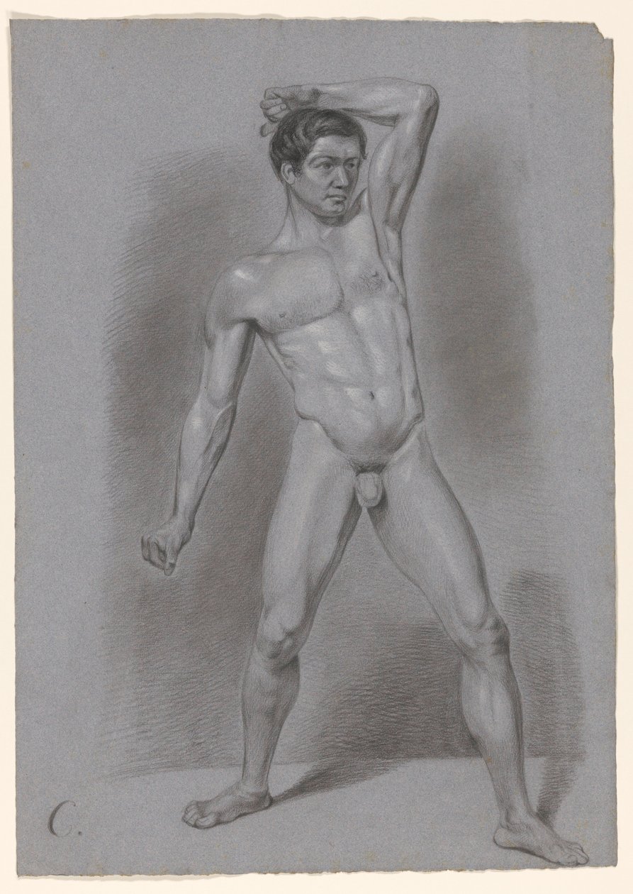 Stojící mužský akt, při pohledu zepředu od A. Waterloo (attributed to)