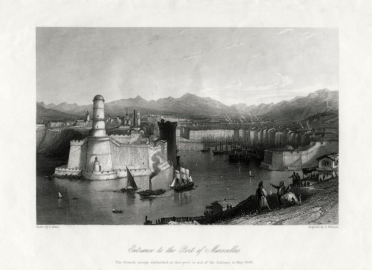 Vjezd do přístavu Marseille, Francie, 1875 od A. Willmore