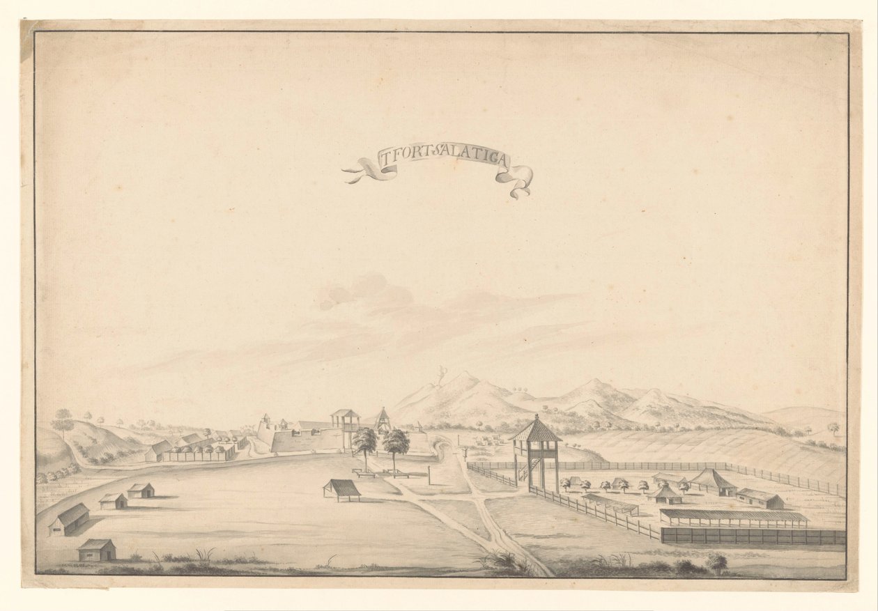 Pohled na pevnost Salatiga t Fort Salatiga (název na objektu) od A. de Nelly (possibly)