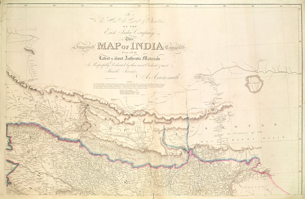 Mapa Indie, 1822 od Aaron Arrowsmith