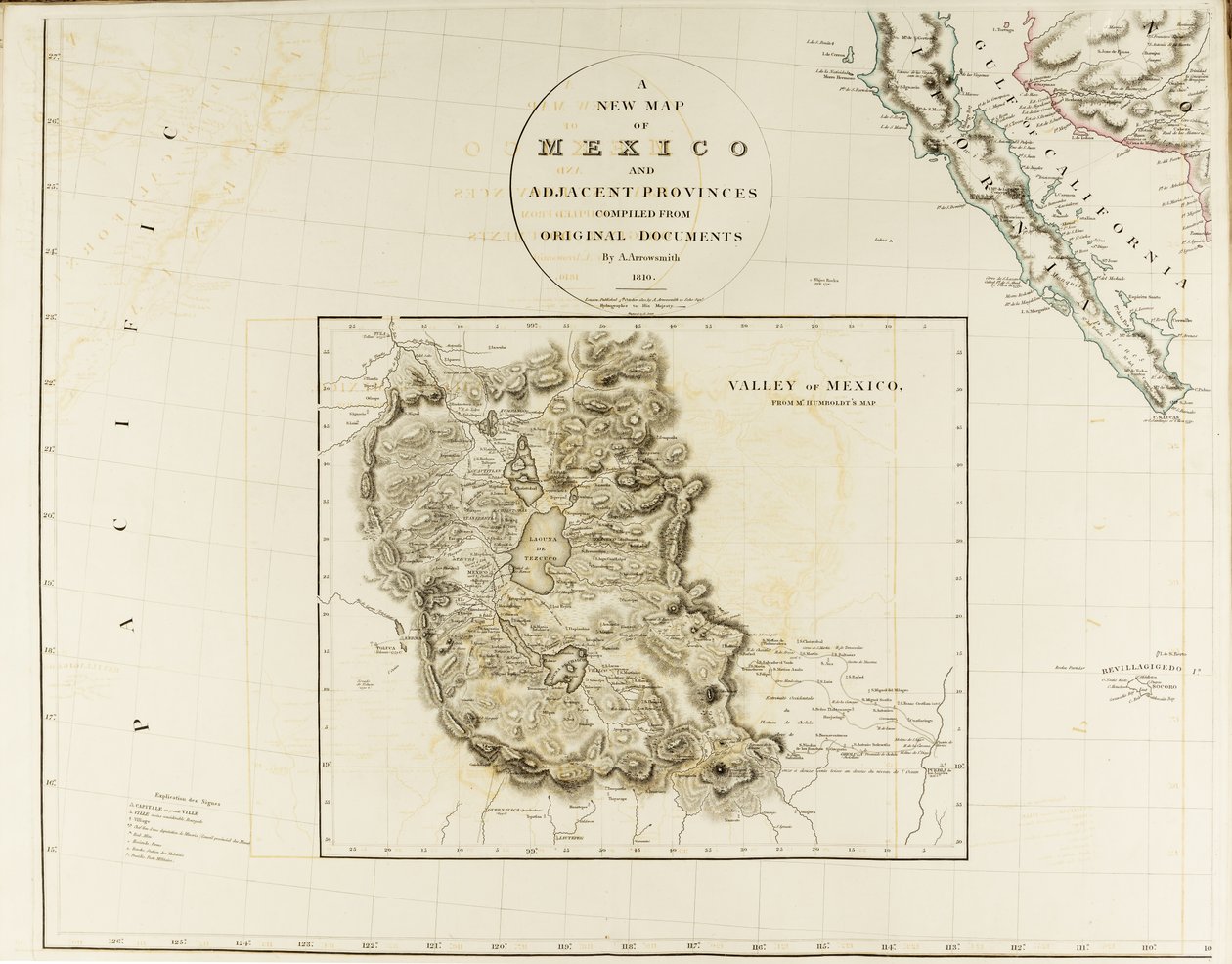 Nová mapa Mexika a přilehlých provincií od Aaron Arrowsmith