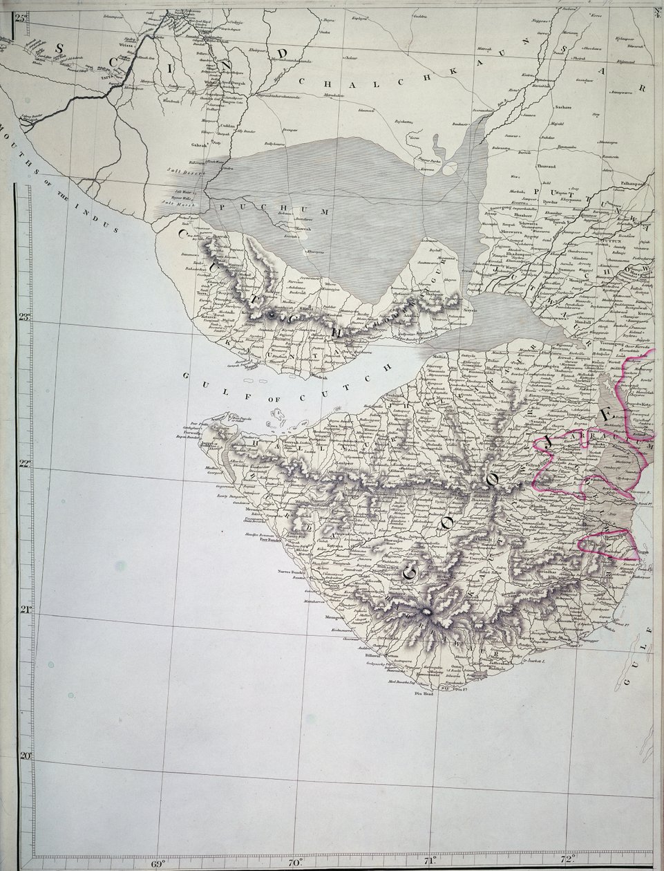 Mapa západní Indie, 1816 od Aaron Arrowsmith