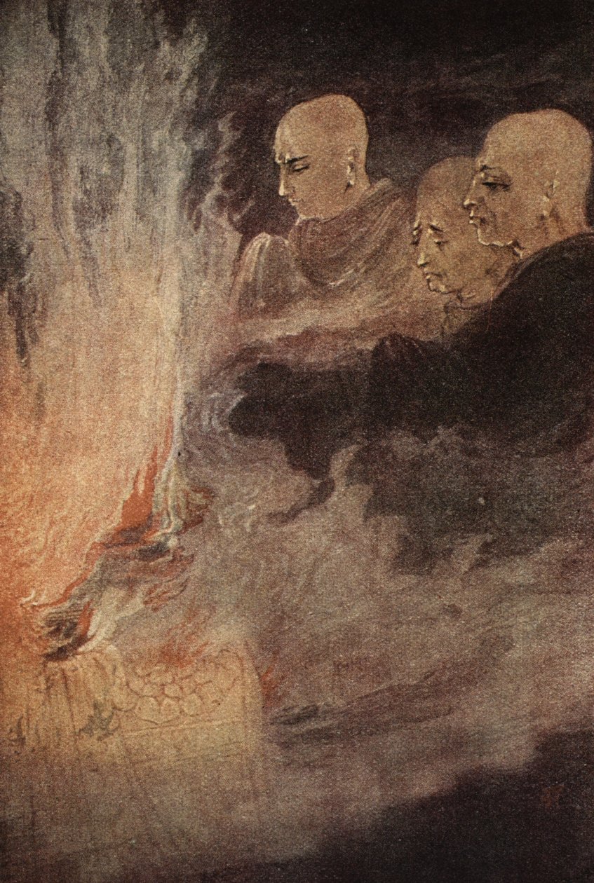 Poslední vydání, ilustrace z „Mýtů hinduistů a buddhistů“ od sestry Nivedity a Anandy Coomaraswamy od Abanindranath Tagore