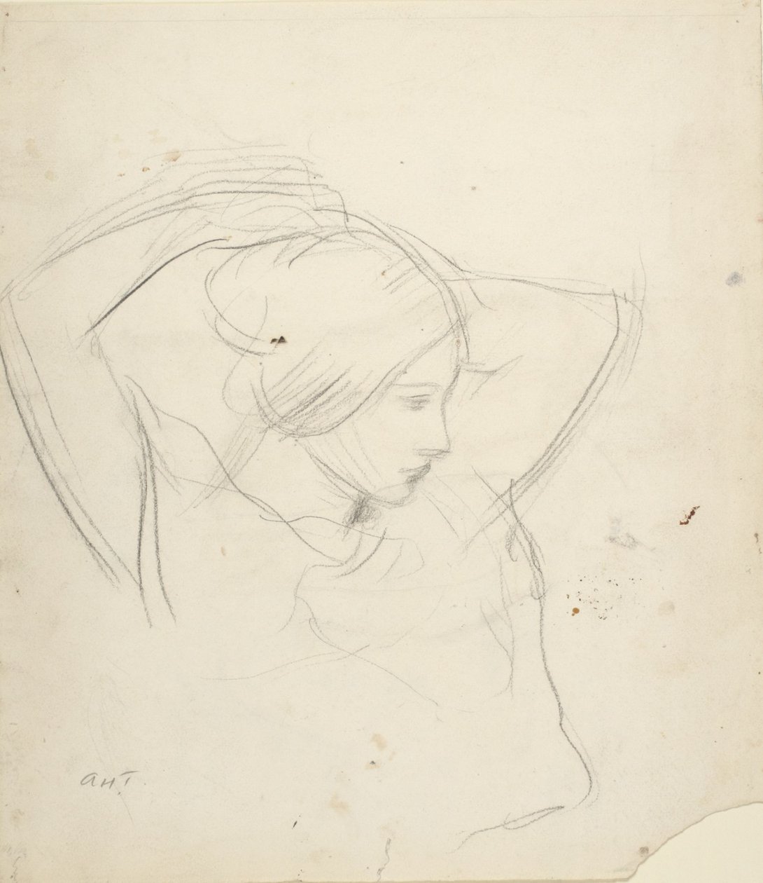 Dívka si upravuje vlasy od Abbott Handerson Thayer
