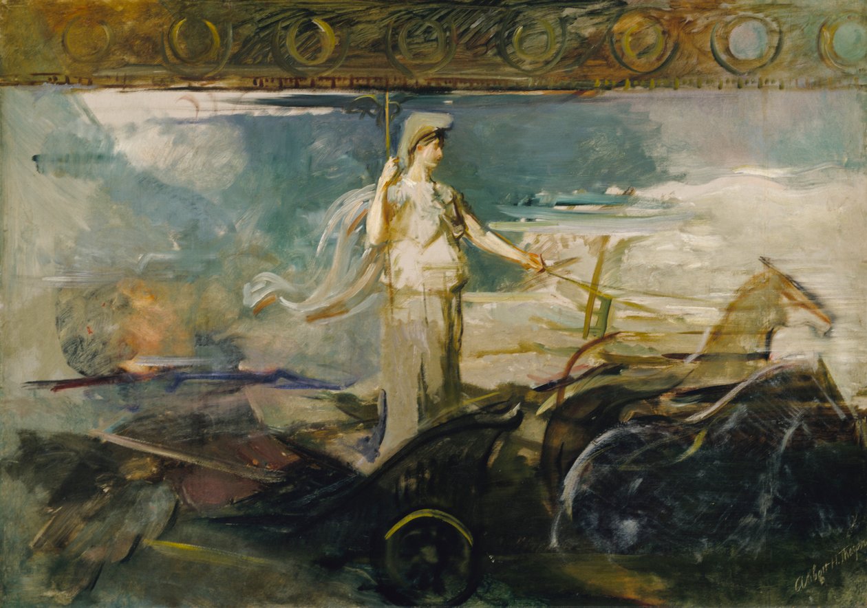Minerva ve voze, ca. 1894. od Abbott Handerson Thayer