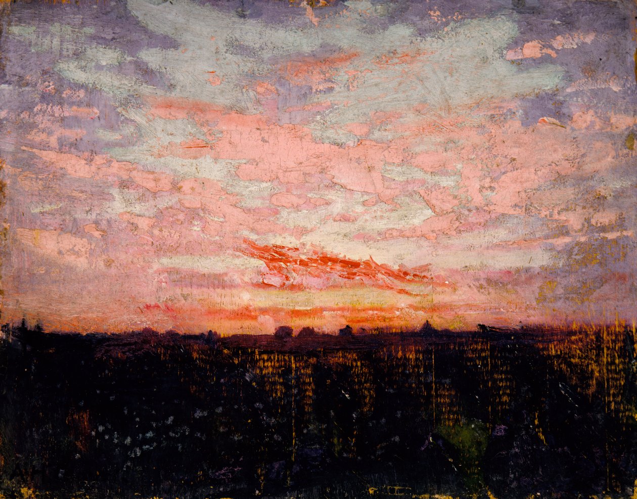 Východ nebo západ slunce, studie pro knihu, Skrytí zbarvení v říši zvířat, ca. 1905-1909. od Abbott Handerson Thayer