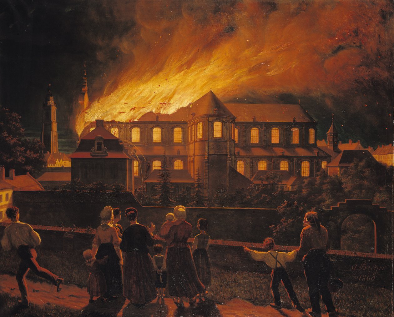 Požár v katedrále Cambrai, 9. září 1859 od Abel Berger