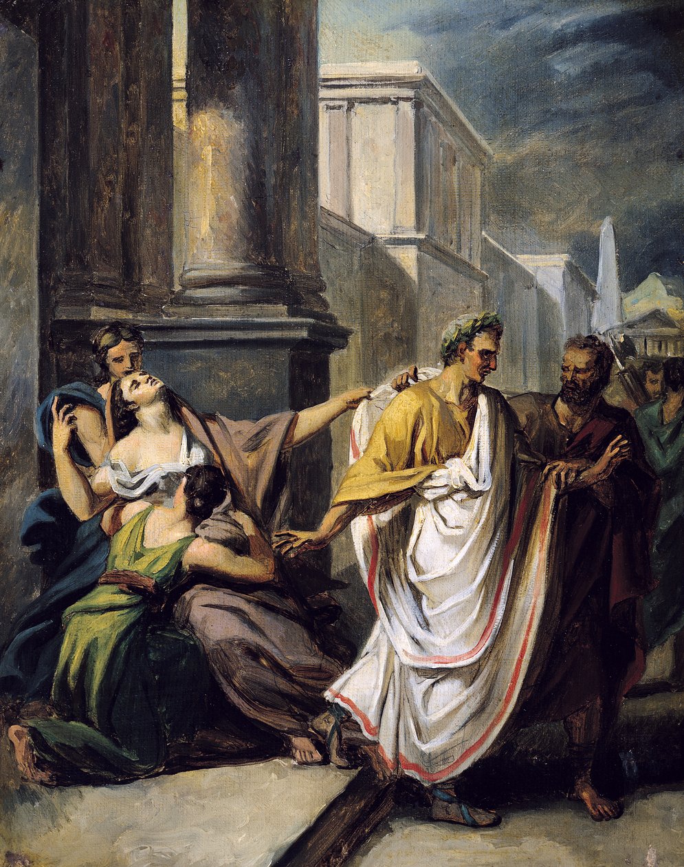 Julius Caesar (100-44 př.nl) na cestě do Senátu o březnových ideách (studie) od Abel de Pujol