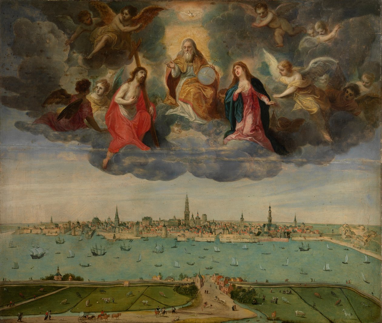 Antverpy a Vlaams Hoofd v roce 1600, cca 1600 (olej na panelu) od Abel Grimmer or Grimer