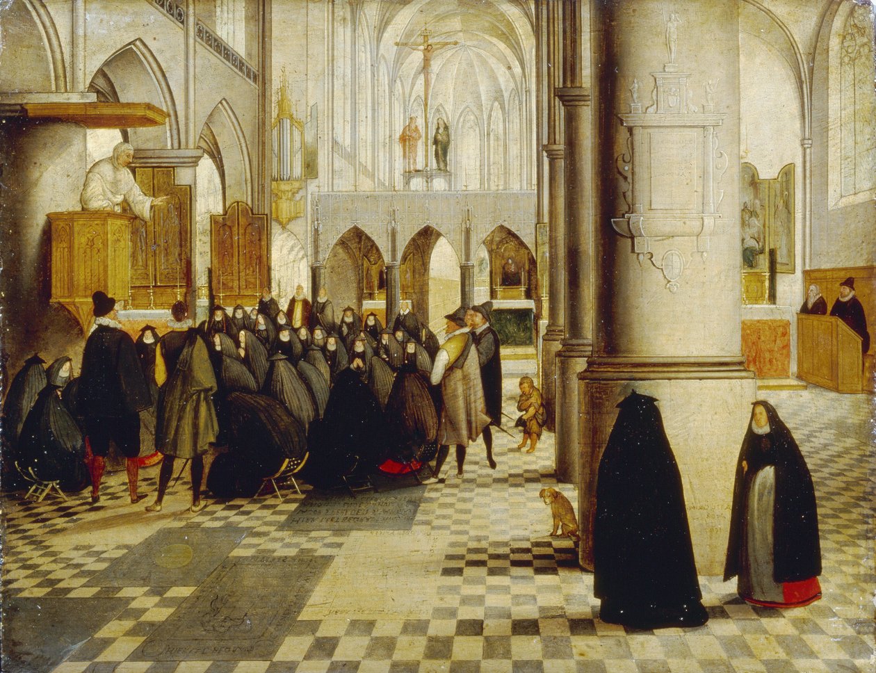 Bohoslužba. Malba Abela Grimmera (1570-1619), olej na dřevě od Abel Grimmer or Grimer