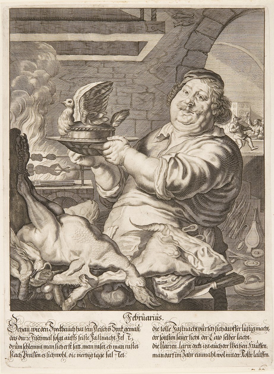 Mědirytina Februarius ze série Dvanáct měsíců v roce od Abrahama Aubryho od Abraham Aubry
