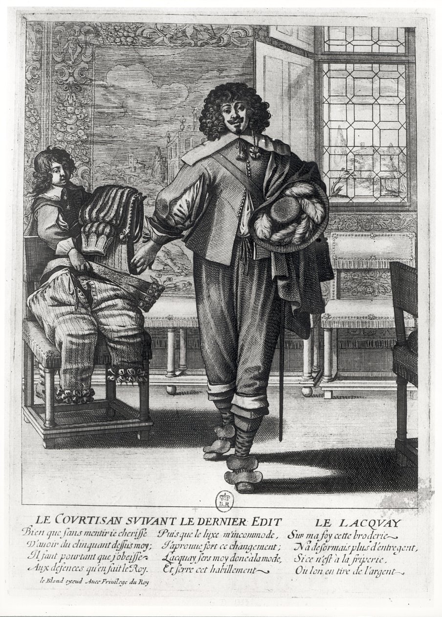 Dvořan podle posledního královského ediktu z roku 1633 a jeho lak od Abraham Bosse