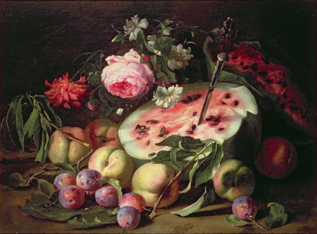 Zátiší s vodním melounem od Abraham Brueghel