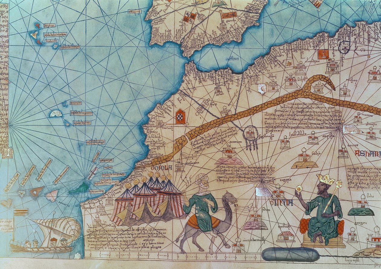 Detail z katalánského atlasu, 1375 od Abraham Cresques