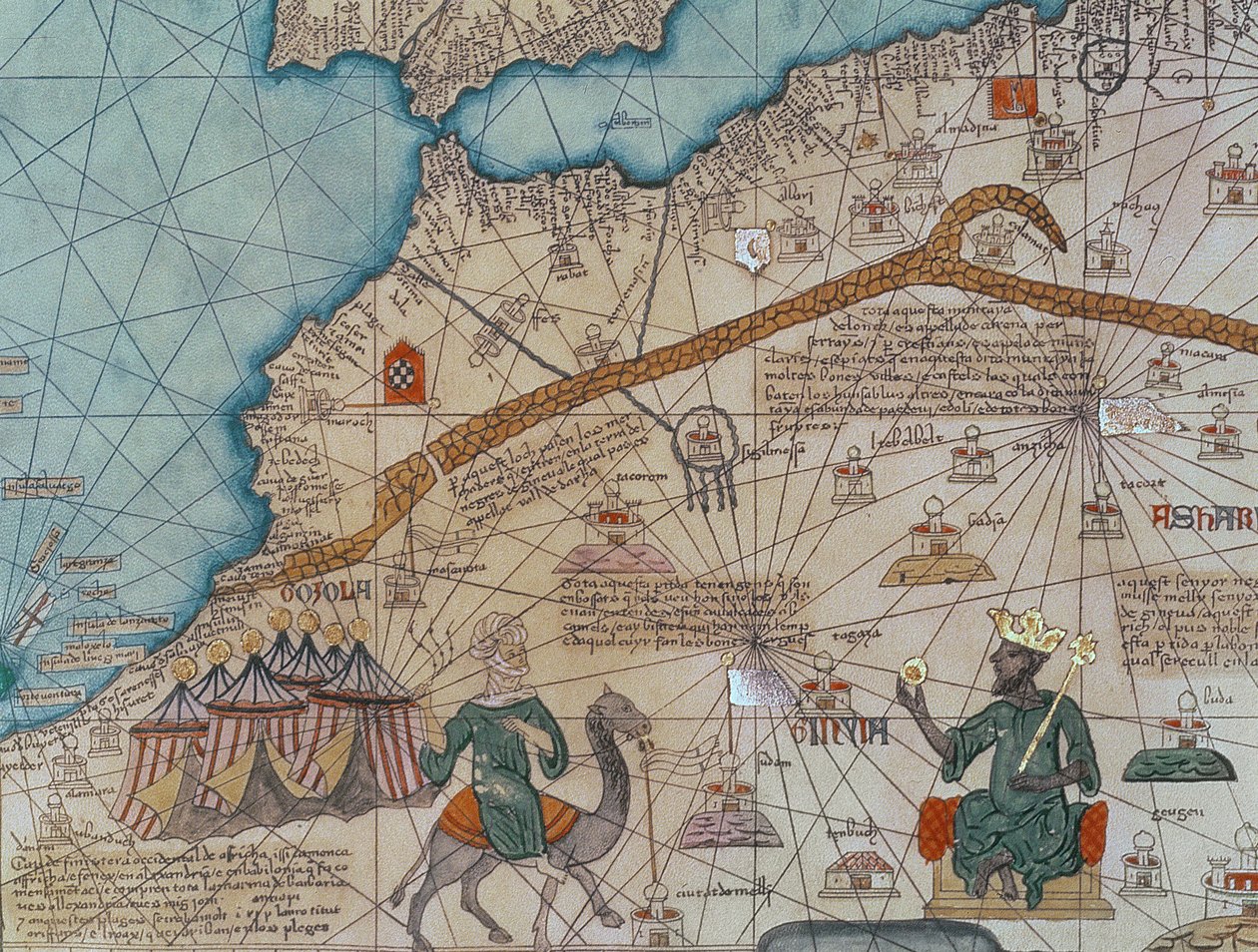 Detail z katalánského atlasu, 1375 (vellum) (detail z 151844) od Abraham Cresques