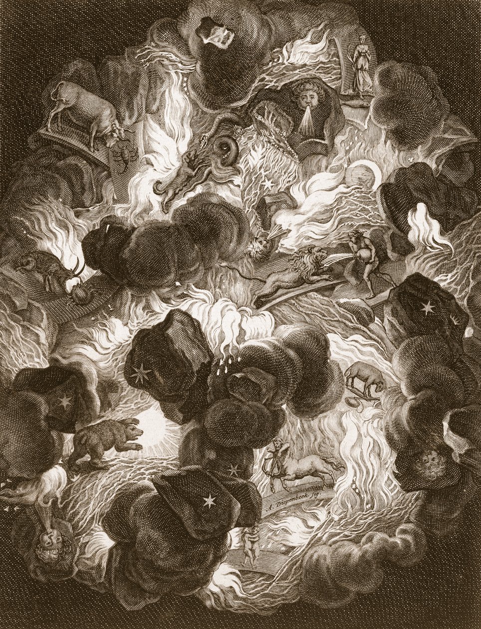 Chaos, vyryl Bernard Picart (1673-1733), 1731 od Abraham van Diepenbeeck