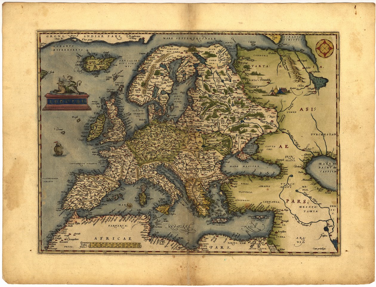 Mapa Evropy, Abraham Ortelius ( od Abraham Ortelius