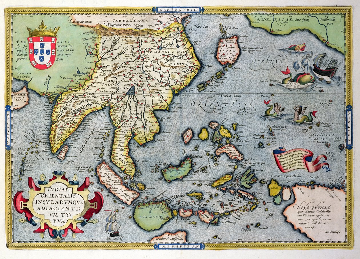 Mapa Indie do Nové Guineje, cca 1570-1603 od Abraham Ortelius