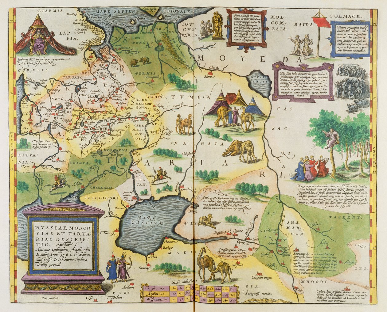 Mapa Ruské říše, 1588 (ručně kolorovaná rytina) od Abraham Ortelius