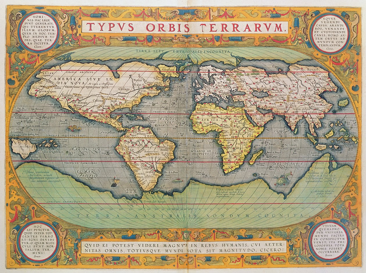 Typus Orbis Terrarum, mapa světa, z Orteliusova 