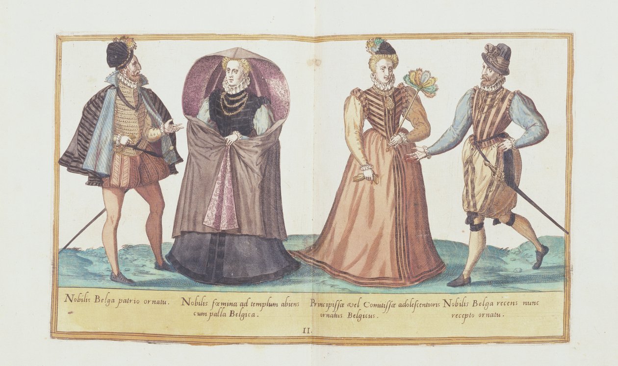 Kostýmy ze šestnáctého století z „Omnium Poene Gentium Imagines“, vydané v Kolíně nad Rýnem, 1577 (ručně kolorovaná rytina) od Abraham de Bruyn