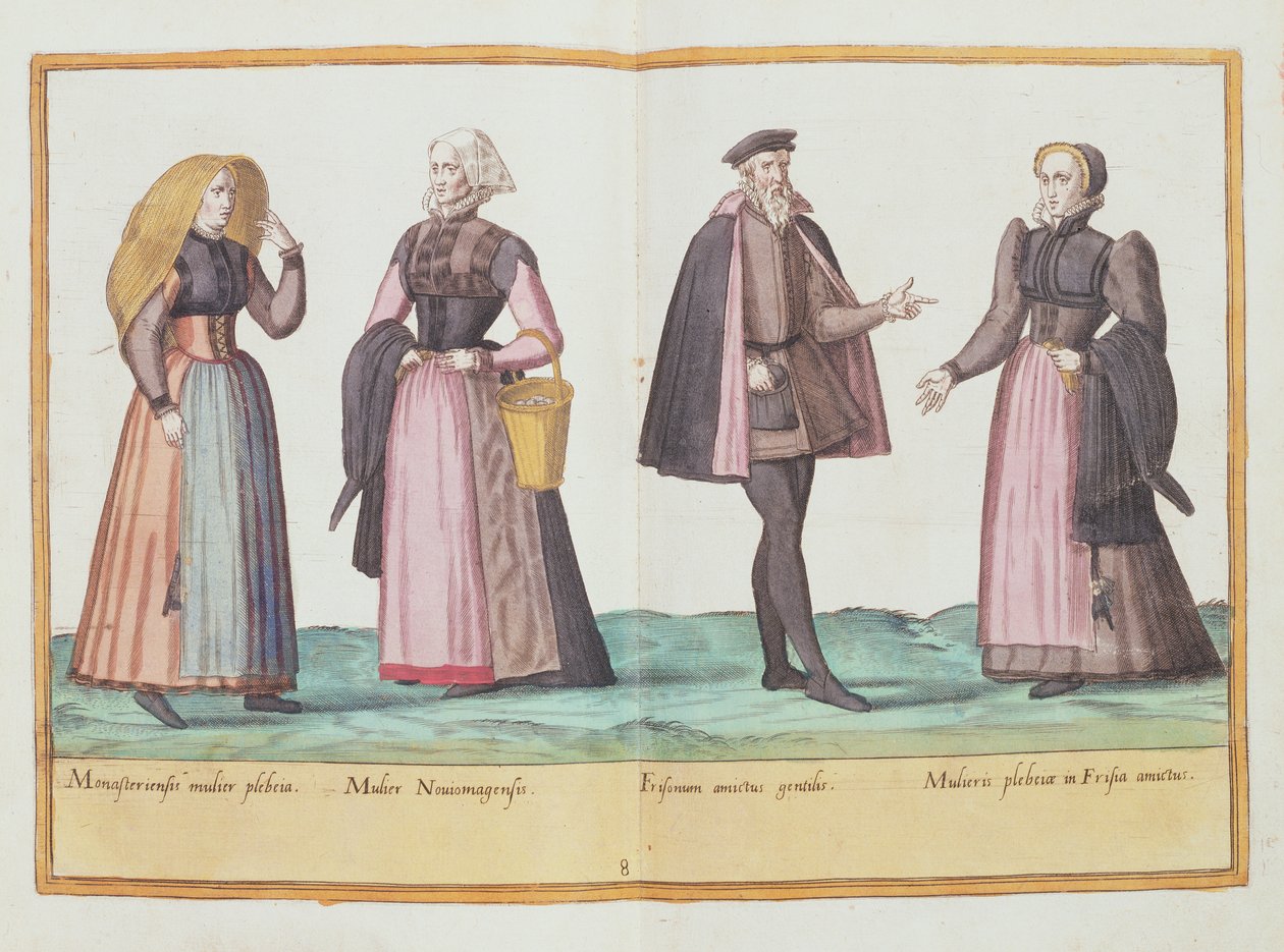 Kostýmy ze šestnáctého století z „Omnium Poene Gentium Imagines“, vydané v Kolíně nad Rýnem, 1577 (ručně kolorovaná rytina) od Abraham de Bruyn