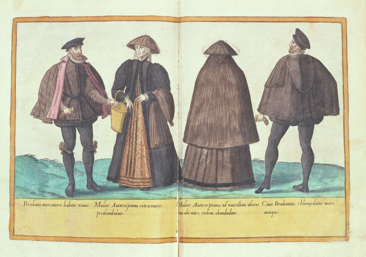 Kostýmy ze šestnáctého století z „Omnium Poene Gentium Imagines“, vydané v Kolíně nad Rýnem, 1577 (ručně kolorovaná rytina) od Abraham de Bruyn