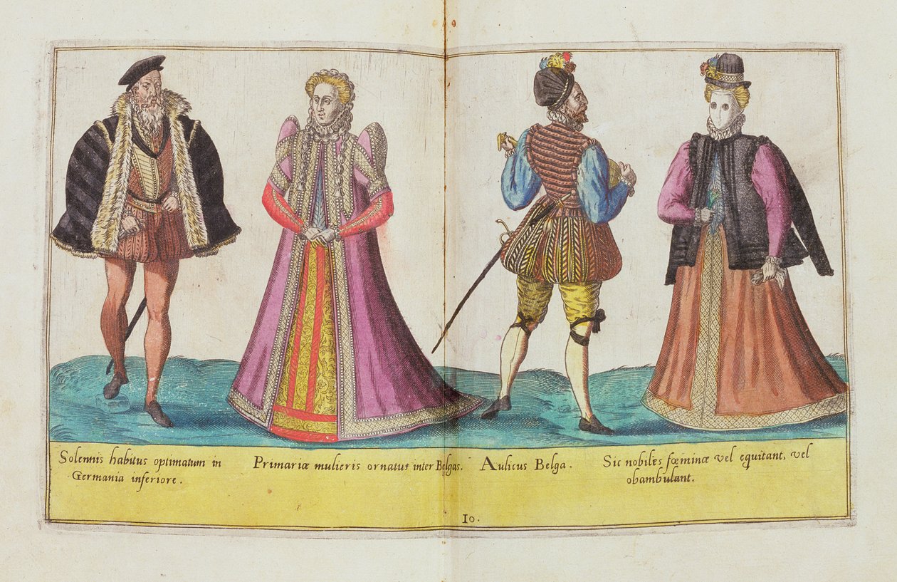 Kostýmy ze šestnáctého století z „Omnium Poene Gentium Imagines“, vydané v Kolíně nad Rýnem, 1577 (ručně kolorovaná rytina) od Abraham de Bruyn